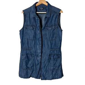 Buffalo David Bitton Chambray Denim Safari Utility Vest. Women’s M. Blue. EUC.